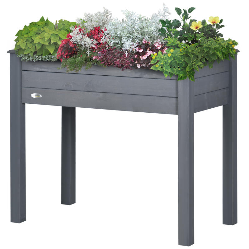 Raised Bed Planter Box - Outsunny Fioriera Rialzata in Legno da