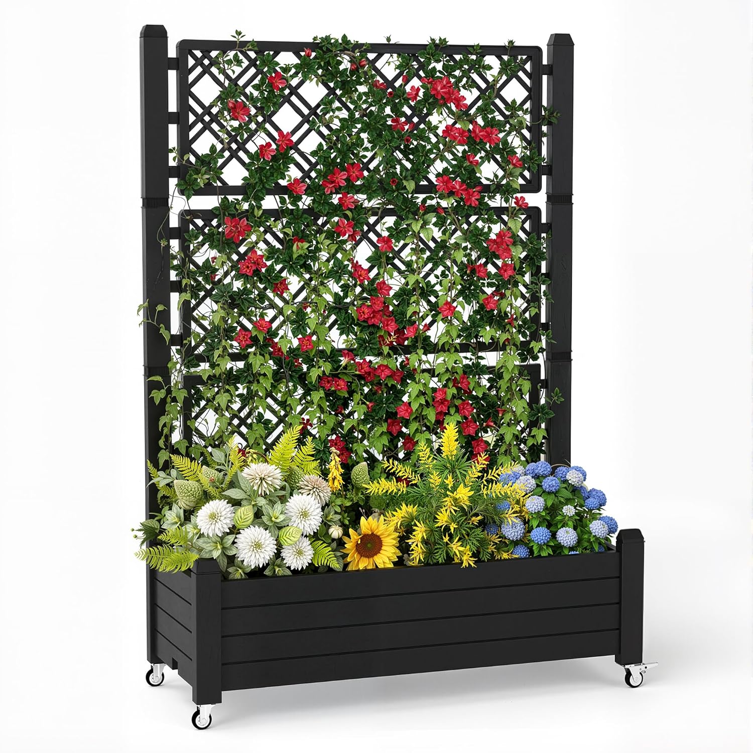 Raised Bed Planter Box - Fioriera rialzata con traliccio, contenitore autoirrigante